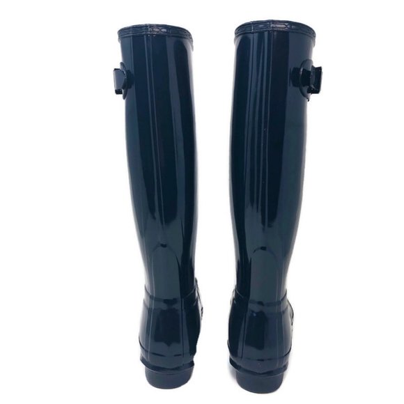 Hunter Original Adjustable Gloss Rain Boot Navy - Picture 3 of 8